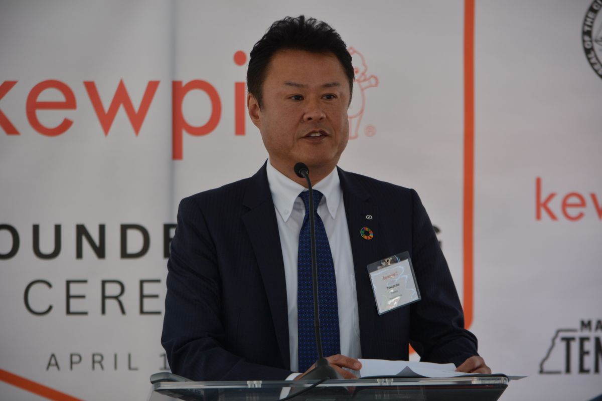 Takuya Ito at the groundbreaking ceremony for the new Q&B Foods, Kewpie, facility in Clarksville on Apr. 18, 2023. (Lee Erwin)